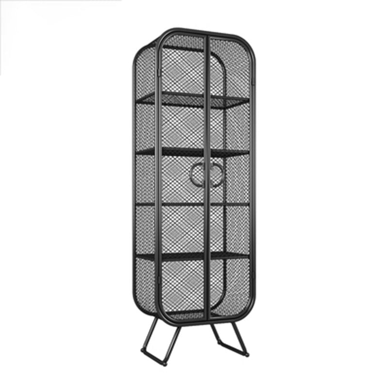 Scandinavian Vertical Standard Bookcase Iron Bookcase with Door 31.5"L x 13.8"W x 70.9"H Black 2 Clearhalo 'Bookcases' 'furn' 'furn_bookcases' 'Furniture' 'furniture_bookcases' 'Office Furniture' 4859278