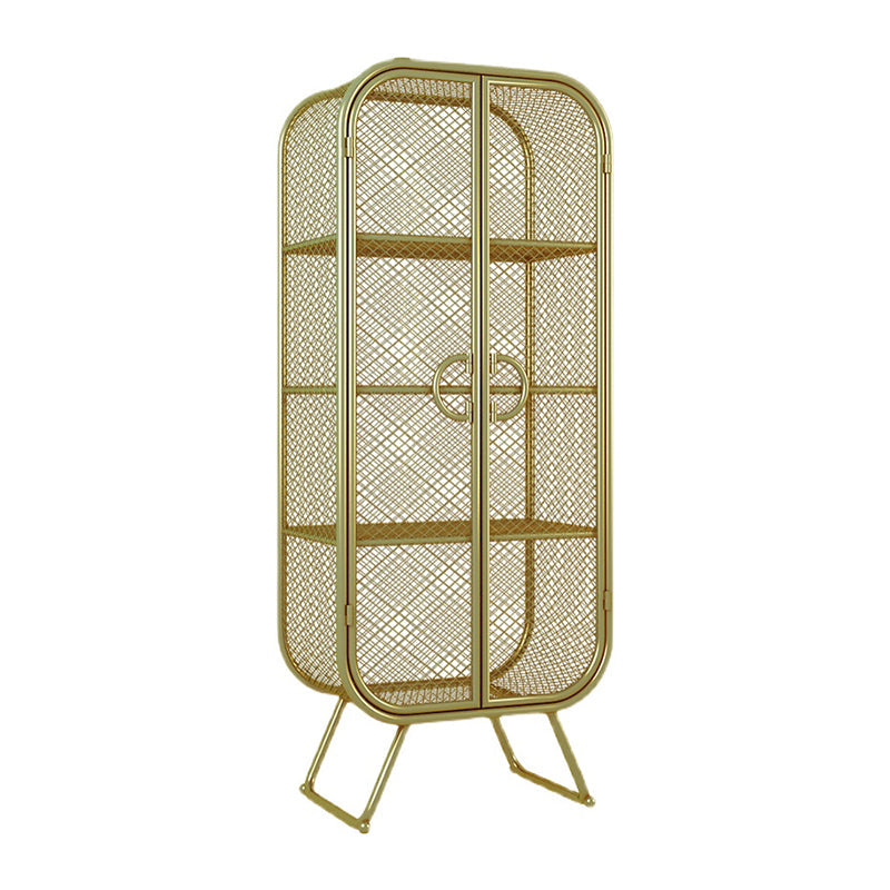 Scandinavian Vertical Standard Bookcase Iron Bookcase with Door 23.6"L x 11.8"W x 59.1"H Gold 2 Clearhalo 'Bookcases' 'furn' 'furn_bookcases' 'Furniture' 'furniture_bookcases' 'Office Furniture' 4859281