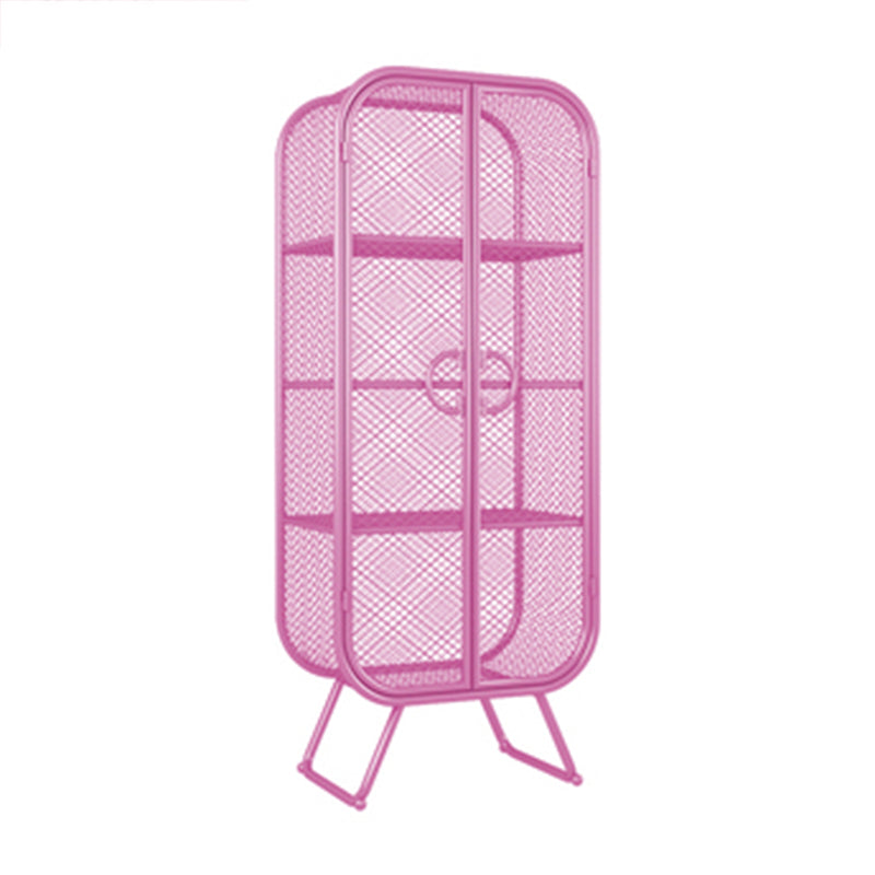 Scandinavian Vertical Standard Bookcase Iron Bookcase with Door 23.6"L x 11.8"W x 59.1"H Pink 2 Clearhalo 'Bookcases' 'furn' 'furn_bookcases' 'Furniture' 'furniture_bookcases' 'Office Furniture' 4859287