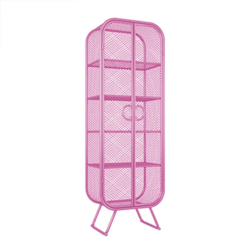 Scandinavian Vertical Standard Bookcase Iron Bookcase with Door 31.5"L x 13.8"W x 70.9"H Pink 2 Clearhalo 'Bookcases' 'furn' 'furn_bookcases' 'Furniture' 'furniture_bookcases' 'Office Furniture' 4859289