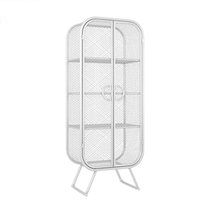 Scandinavian Vertical Standard Bookcase Iron Bookcase with Door 23.6"L x 11.8"W x 59.1"H White 2 Clearhalo 'Bookcases' 'furn' 'furn_bookcases' 'Furniture' 'furniture_bookcases' 'Office Furniture' 4859293