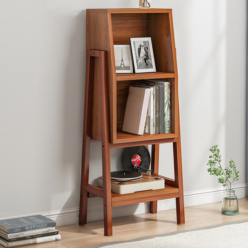 Modern Style Open Bookshelf Wooden Shelf Bookcase for Home Use 15"L x 11"W x 44.1"H Walnut No Drawer Clearhalo 'Bookcases' 'furn' 'furn_bookcases' 'Furniture' 'furniture_bookcases' 'Office Furniture' 4859317
