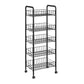 Open Industrial Etagere Bookshelf Steel Frame Plastic Shelf Bookshelf with Caster Wheels 15"L x 10.6"W x 42.1"H Black Clearhalo 'Bookcases' 'furn' 'furn_bookcases' 'Furniture' 'furniture_bookcases' 'Office Furniture' 4859348