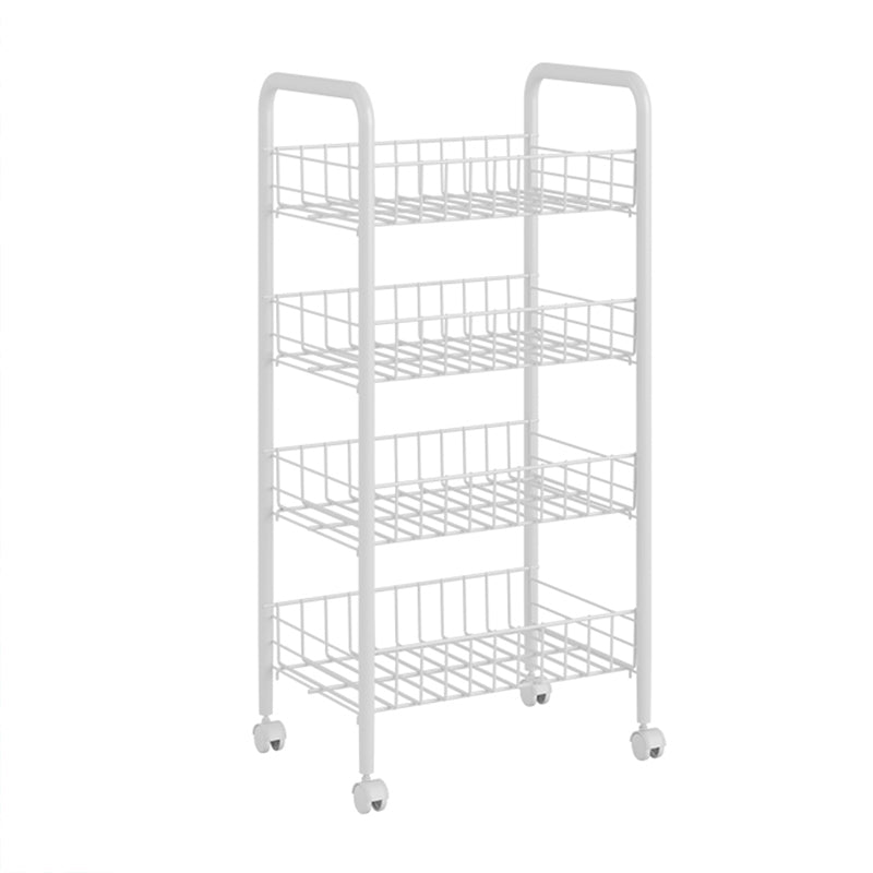 Open Industrial Etagere Bookshelf Steel Frame Plastic Shelf Bookshelf with Caster Wheels 15"L x 10.6"W x 33.5"H White Clearhalo 'Bookcases' 'furn' 'furn_bookcases' 'Furniture' 'furniture_bookcases' 'Office Furniture' 4859352