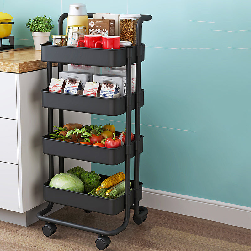 Open Industrial Etagere Bookshelf Steel Frame Plastic Shelf Bookshelf with Caster Wheels 16.7"L x 15.4"W x 46.9"H Black Clearhalo 'Bookcases' 'furn' 'furn_bookcases' 'Furniture' 'furniture_bookcases' 'Office Furniture' 4859353