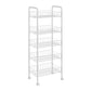 Open Industrial Etagere Bookshelf Steel Frame Plastic Shelf Bookshelf with Caster Wheels 15"L x 10.6"W x 42.1"H White Clearhalo 'Bookcases' 'furn' 'furn_bookcases' 'Furniture' 'furniture_bookcases' 'Office Furniture' 4859354