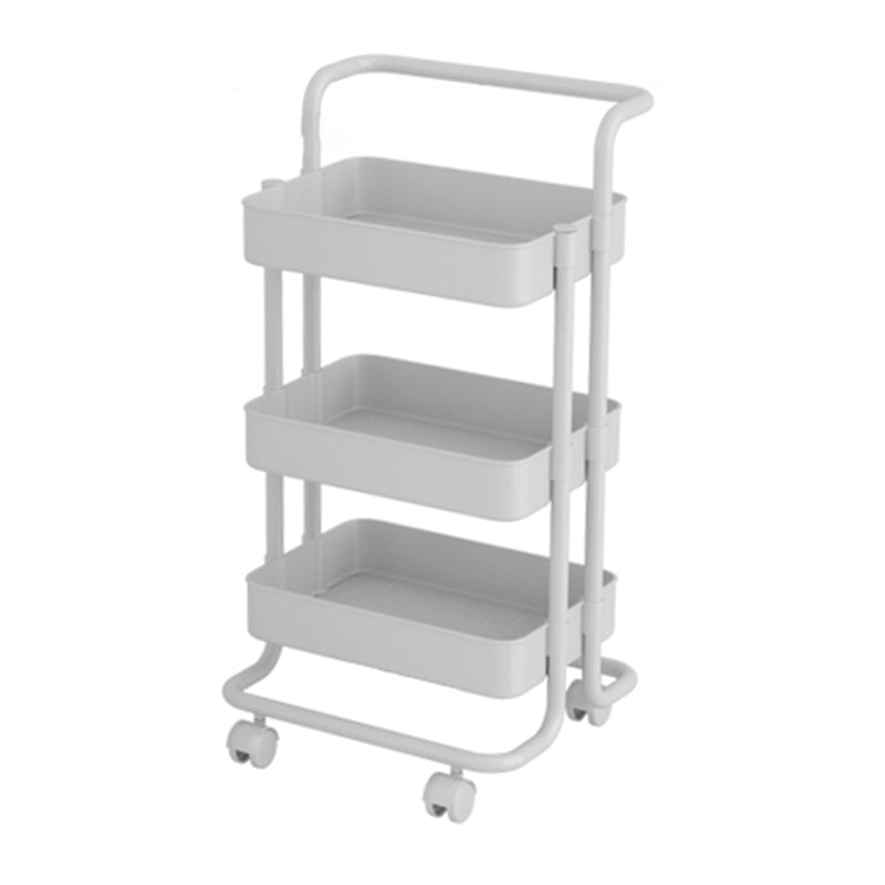 Open Industrial Etagere Bookshelf Steel Frame Plastic Shelf Bookshelf with Caster Wheels 16.7"L x 15.4"W x 35"H White Clearhalo 'Bookcases' 'furn' 'furn_bookcases' 'Furniture' 'furniture_bookcases' 'Office Furniture' 4859355