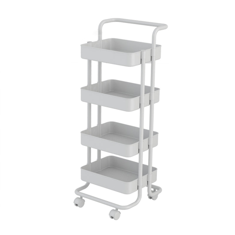 Open Industrial Etagere Bookshelf Steel Frame Plastic Shelf Bookshelf with Caster Wheels 16.7"L x 15.4"W x 46.9"H White Clearhalo 'Bookcases' 'furn' 'furn_bookcases' 'Furniture' 'furniture_bookcases' 'Office Furniture' 4859356
