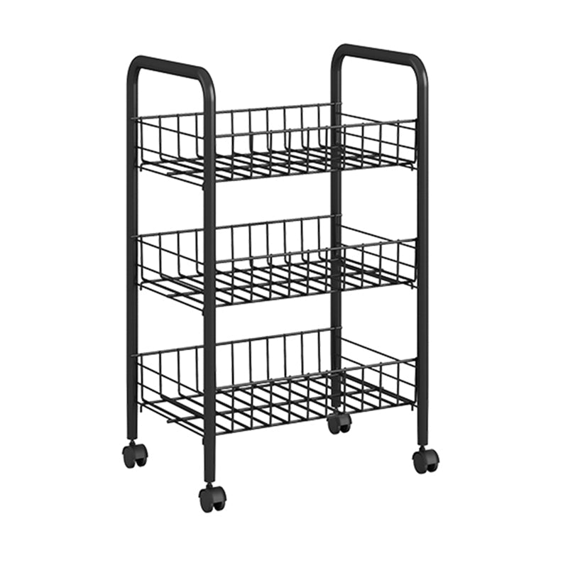 Open Industrial Etagere Bookshelf Steel Frame Plastic Shelf Bookshelf with Caster Wheels 15"L x 10.6"W x 24.8"H Black Clearhalo 'Bookcases' 'furn' 'furn_bookcases' 'Furniture' 'furniture_bookcases' 'Office Furniture' 4859358