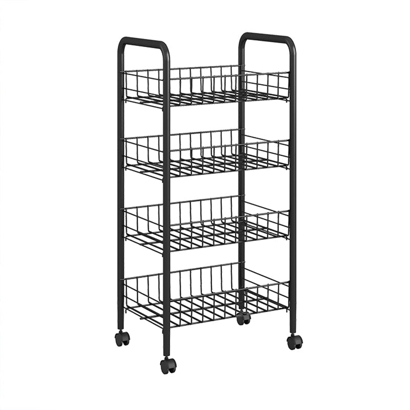 Open Industrial Etagere Bookshelf Steel Frame Plastic Shelf Bookshelf with Caster Wheels 15"L x 10.6"W x 33.5"H Black Clearhalo 'Bookcases' 'furn' 'furn_bookcases' 'Furniture' 'furniture_bookcases' 'Office Furniture' 4859359