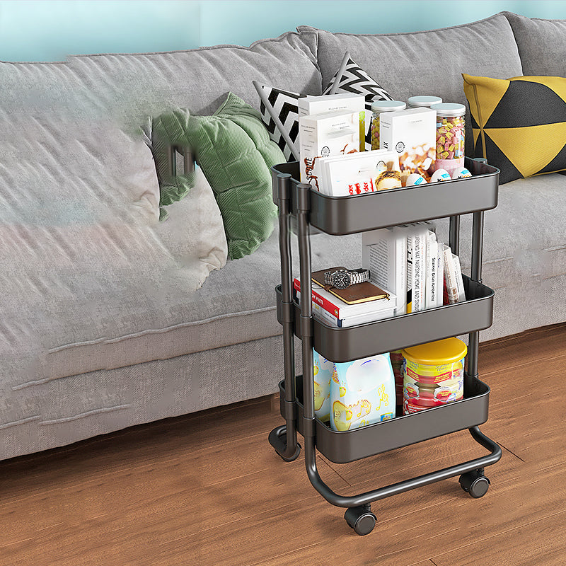 Open Industrial Etagere Bookshelf Steel Frame Plastic Shelf Bookshelf with Caster Wheels 16.7"L x 15.4"W x 30.3"H Black Clearhalo 'Bookcases' 'furn' 'furn_bookcases' 'Furniture' 'furniture_bookcases' 'Office Furniture' 4859367