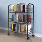 Modern Style Steel Bookshelf Open Shelf Bookcase with Caster Wheels Black Clearhalo 'Bookcases' 'furn' 'furn_bookcases' 'Furniture' 'furniture_bookcases' 'Office Furniture' 4859454