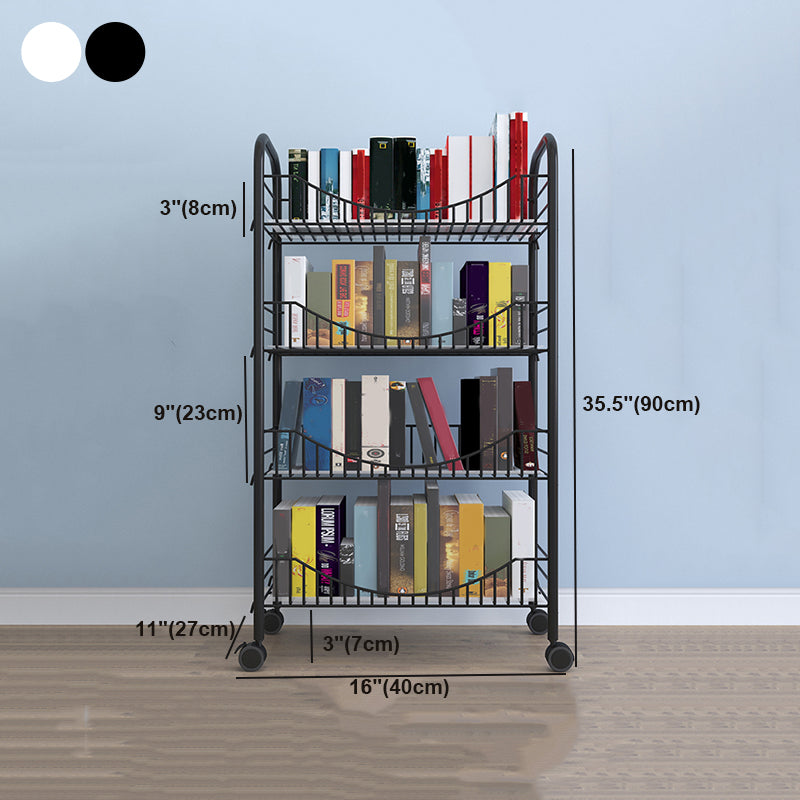 Modern Style Steel Bookshelf Open Shelf Bookcase with Caster Wheels Clearhalo 'Bookcases' 'furn' 'furn_bookcases' 'Furniture' 'furniture_bookcases' 'Office Furniture' 4859468