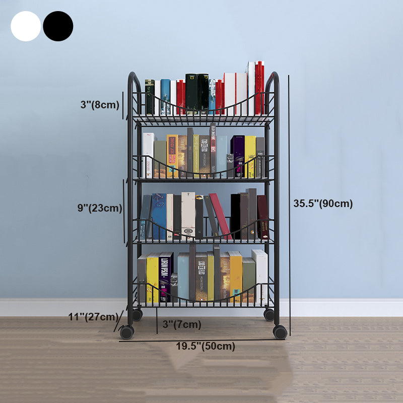 Modern Style Steel Bookshelf Open Shelf Bookcase with Caster Wheels Clearhalo 'Bookcases' 'furn' 'furn_bookcases' 'Furniture' 'furniture_bookcases' 'Office Furniture' 4859469