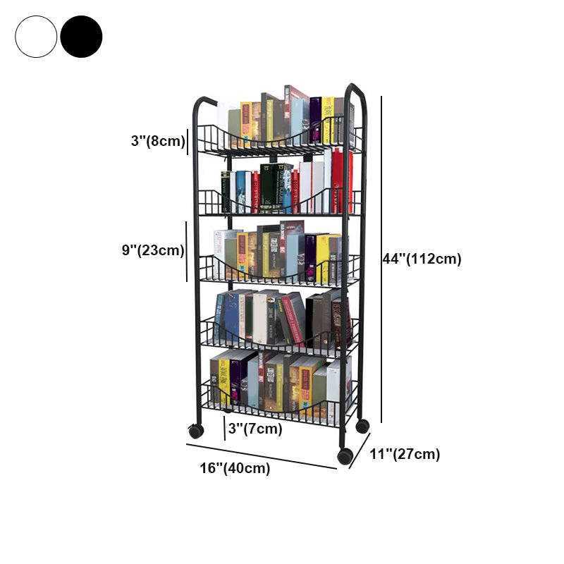 Modern Style Steel Bookshelf Open Shelf Bookcase with Caster Wheels Clearhalo 'Bookcases' 'furn' 'furn_bookcases' 'Furniture' 'furniture_bookcases' 'Office Furniture' 4859470
