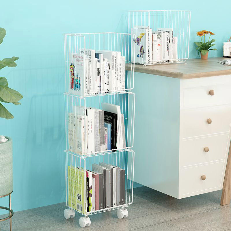 Modern Style Geometric Bookcase Metal Closed Back Book Shelf Clearhalo 'Bookcases' 'furn' 'furn_bookcases' 'Furniture' 'furniture_bookcases' 'Office Furniture' 4859489