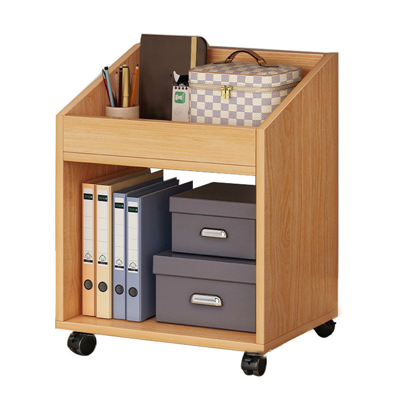 Modern Style Bookshelf Wooden Shelf Bookcase with Caster Wheels 15.7"L x 11.8"W x 21.7"H Natural Clearhalo 'Bookcases' 'furn' 'furn_bookcases' 'Furniture' 'furniture_bookcases' 'Office Furniture' 4859523