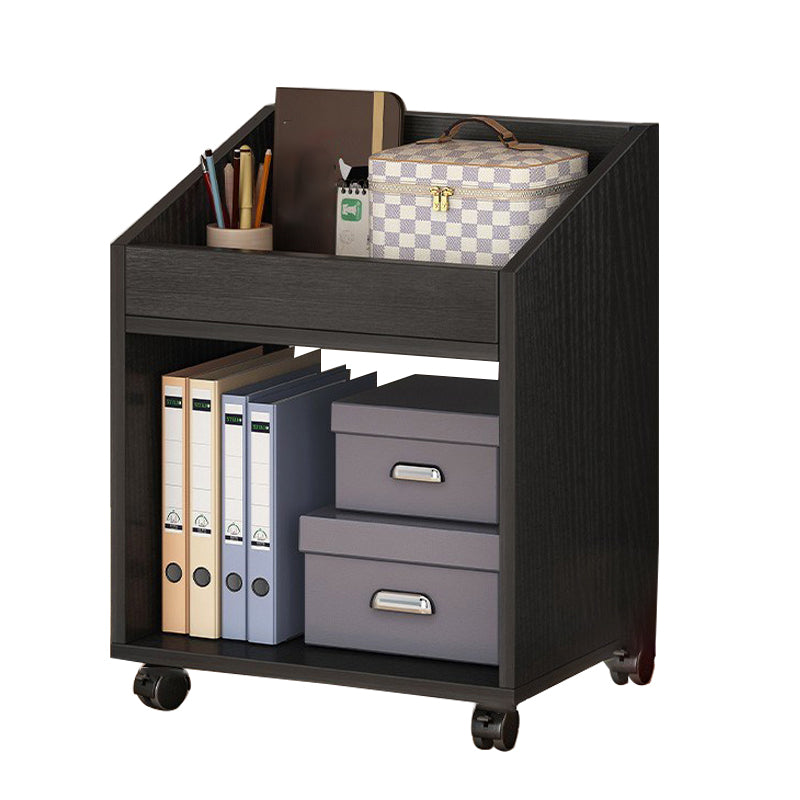 Modern Style Bookshelf Wooden Shelf Bookcase with Caster Wheels 15.7"L x 11.8"W x 21.7"H Black Clearhalo 'Bookcases' 'furn' 'furn_bookcases' 'Furniture' 'furniture_bookcases' 'Office Furniture' 4859525