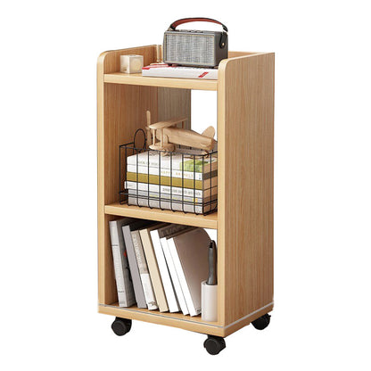 Modern Style Bookshelf Wooden Shelf Bookcase with Caster Wheels 11.8"L x 9.4"W x 26"H Natural Clearhalo 'Bookcases' 'furn' 'furn_bookcases' 'Furniture' 'furniture_bookcases' 'Office Furniture' 4859530