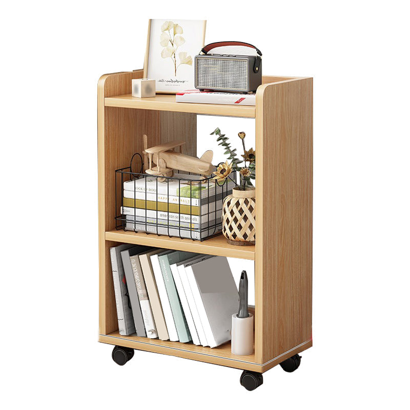 Modern Style Bookshelf Wooden Shelf Bookcase with Caster Wheels 17.7"L x 9.4"W x 26"H Natural Clearhalo 'Bookcases' 'furn' 'furn_bookcases' 'Furniture' 'furniture_bookcases' 'Office Furniture' 4859534