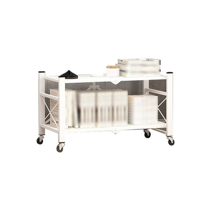 Folding Steel Industrial Etagere Bookshelf Open Bookshelf with Caster Wheels 28"L x 14.2"W x 21.5"H White Clearhalo 'Bookcases' 'furn' 'furn_bookcases' 'Furniture' 'furniture_bookcases' 'Office Furniture' 4859549