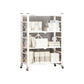 Folding Steel Industrial Etagere Bookshelf Open Bookshelf with Caster Wheels 28.3"L x 14.2"W x 49.2"H White Clearhalo 'Bookcases' 'furn' 'furn_bookcases' 'Furniture' 'furniture_bookcases' 'Office Furniture' 4859553