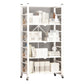 Folding Steel Industrial Etagere Bookshelf Open Bookshelf with Caster Wheels 28.3"L x 14.2"W x 63.8"H White Clearhalo 'Bookcases' 'furn' 'furn_bookcases' 'Furniture' 'furniture_bookcases' 'Office Furniture' 4859555