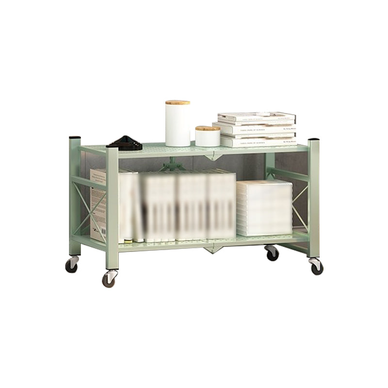 Folding Steel Industrial Etagere Bookshelf Open Bookshelf with Caster Wheels 28"L x 14.2"W x 21.5"H Green Clearhalo 'Bookcases' 'furn' 'furn_bookcases' 'Furniture' 'furniture_bookcases' 'Office Furniture' 4859558
