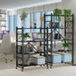 Folding Steel Industrial Etagere Bookshelf Open Bookshelf with Caster Wheels Clearhalo 'Bookcases' 'furn' 'furn_bookcases' 'Furniture' 'furniture_bookcases' 'Office Furniture' 4859563