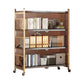 Folding Steel Industrial Etagere Bookshelf Open Bookshelf with Caster Wheels 28.3"L x 14.2"W x 49.2"H Black-Gold Clearhalo 'Bookcases' 'furn' 'furn_bookcases' 'Furniture' 'furniture_bookcases' 'Office Furniture' 4859566