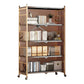 Folding Steel Industrial Etagere Bookshelf Open Bookshelf with Caster Wheels 28.3"L x 14.2"W x 63.8"H Black-Gold Clearhalo 'Bookcases' 'furn' 'furn_bookcases' 'Furniture' 'furniture_bookcases' 'Office Furniture' 4859567