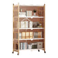 Folding Steel Industrial Etagere Bookshelf Open Bookshelf with Caster Wheels 28.3"L x 14.2"W x 63.8"H White-Gold Clearhalo 'Bookcases' 'furn' 'furn_bookcases' 'Furniture' 'furniture_bookcases' 'Office Furniture' 4859571