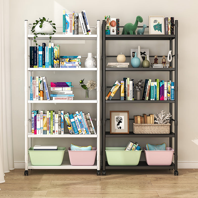 Industrial Steel Etagere Bookshelf Vertical Open Bookshelf with Caster Wheels Clearhalo 'Bookcases' 'furn' 'furn_bookcases' 'Furniture' 'furniture_bookcases' 'Office Furniture' 4859580