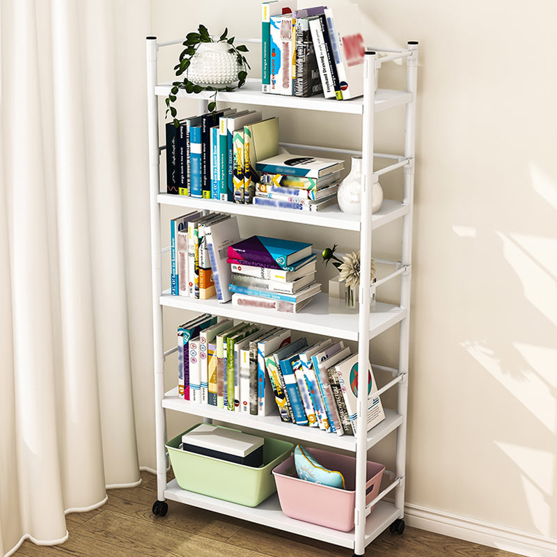 Industrial Steel Etagere Bookshelf Vertical Open Bookshelf with Caster Wheels Clearhalo 'Bookcases' 'furn' 'furn_bookcases' 'Furniture' 'furniture_bookcases' 'Office Furniture' 4859583