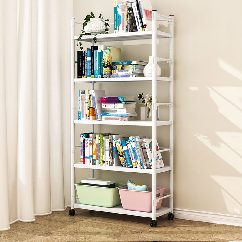 Industrial Steel Etagere Bookshelf Vertical Open Bookshelf with Caster Wheels Clearhalo 'Bookcases' 'furn' 'furn_bookcases' 'Furniture' 'furniture_bookcases' 'Office Furniture' 4859585