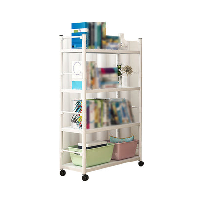 Industrial Steel Etagere Bookshelf Vertical Open Bookshelf with Caster Wheels White Clearhalo 'Bookcases' 'furn' 'furn_bookcases' 'Furniture' 'furniture_bookcases' 'Office Furniture' 4859586