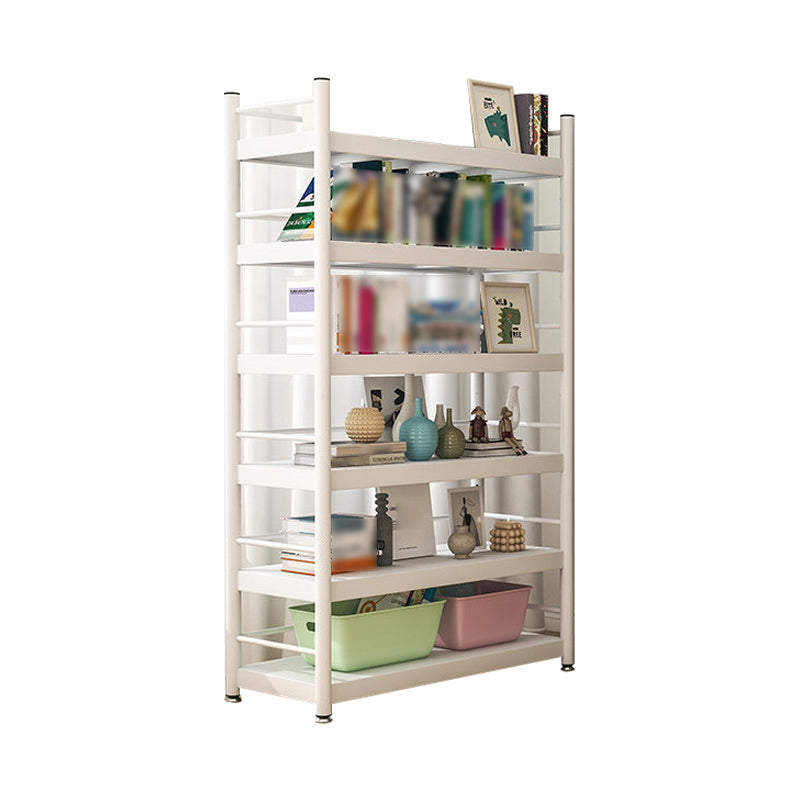 Industrial Steel Etagere Bookshelf Vertical Open Bookshelf with Caster Wheels White Clearhalo 'Bookcases' 'furn' 'furn_bookcases' 'Furniture' 'furniture_bookcases' 'Office Furniture' 4859590