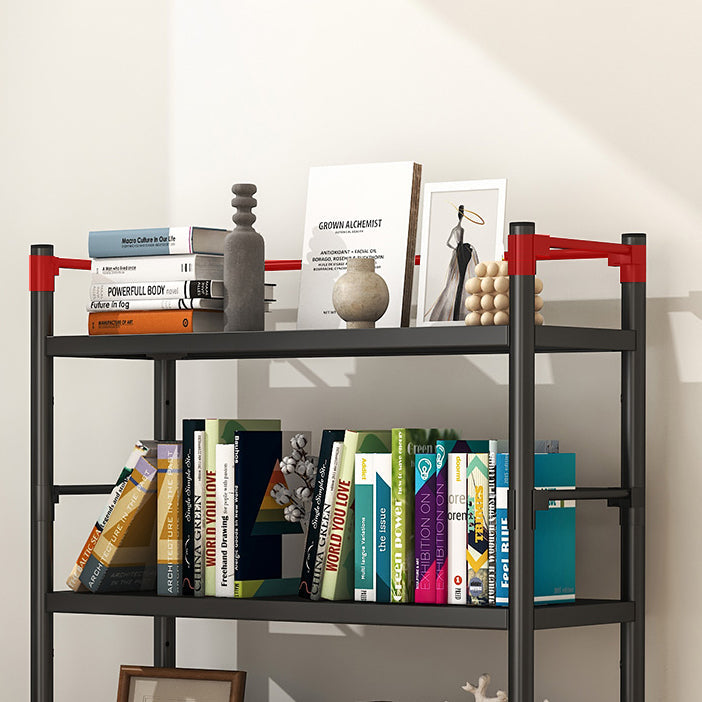 Industrial Steel Etagere Bookshelf Vertical Open Bookshelf with Caster Wheels Clearhalo 'Bookcases' 'furn' 'furn_bookcases' 'Furniture' 'furniture_bookcases' 'Office Furniture' 4859591