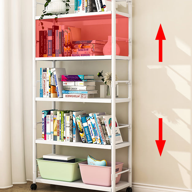 Industrial Steel Etagere Bookshelf Vertical Open Bookshelf with Caster Wheels Clearhalo 'Bookcases' 'furn' 'furn_bookcases' 'Furniture' 'furniture_bookcases' 'Office Furniture' 4859594