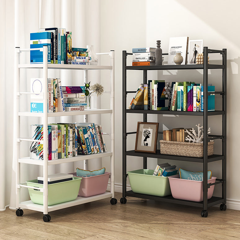 Industrial Steel Etagere Bookshelf Vertical Open Bookshelf with Caster Wheels Clearhalo 'Bookcases' 'furn' 'furn_bookcases' 'Furniture' 'furniture_bookcases' 'Office Furniture' 4859595