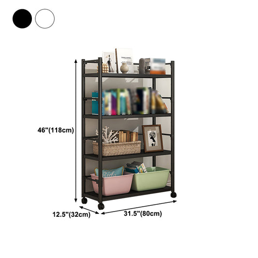 Industrial Steel Etagere Bookshelf Vertical Open Bookshelf with Caster Wheels Clearhalo 'Bookcases' 'furn' 'furn_bookcases' 'Furniture' 'furniture_bookcases' 'Office Furniture' 4859599