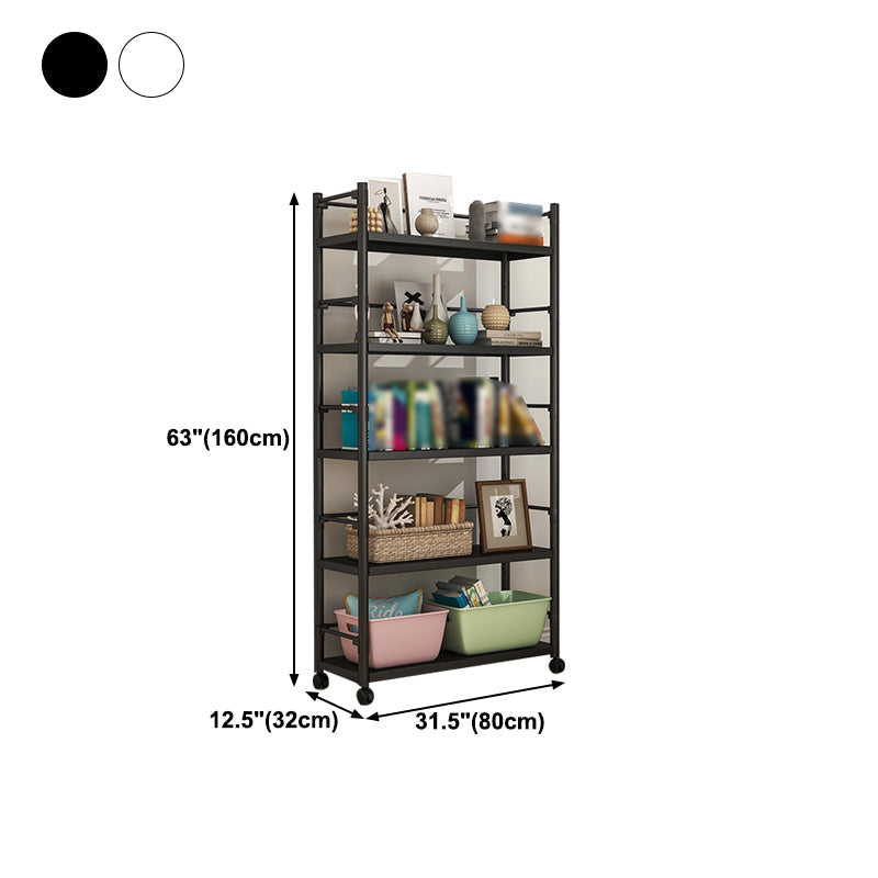 Industrial Steel Etagere Bookshelf Vertical Open Bookshelf with Caster Wheels Clearhalo 'Bookcases' 'furn' 'furn_bookcases' 'Furniture' 'furniture_bookcases' 'Office Furniture' 4859603