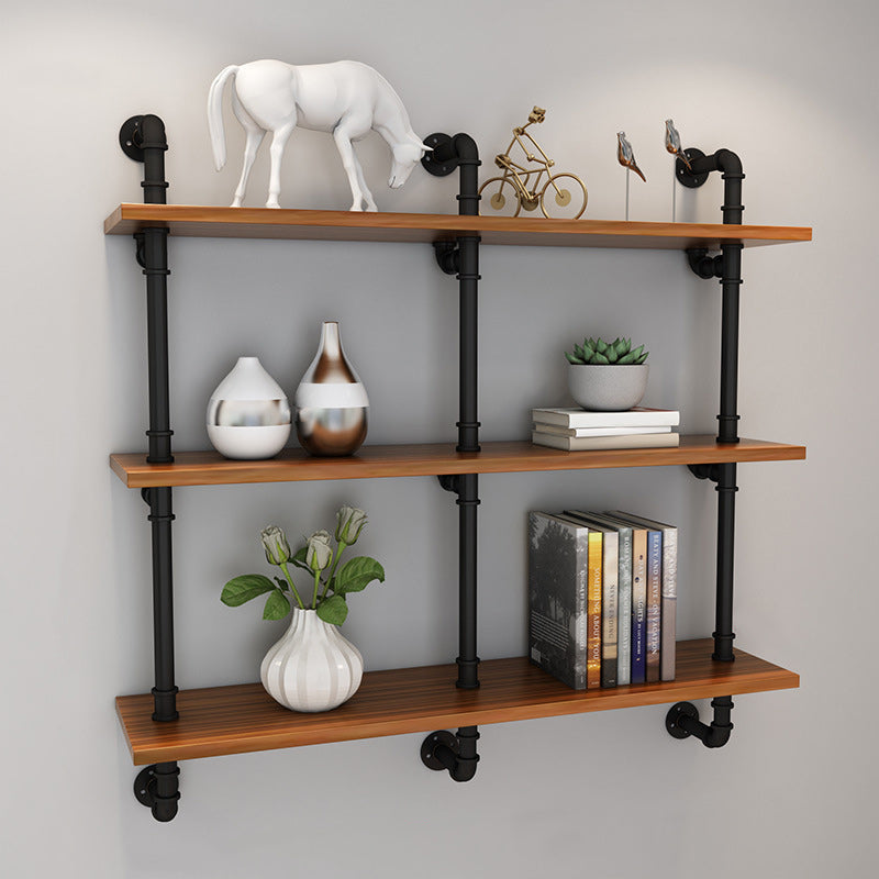 Brown Bookshelf Industrial Style Wall Mounted Bookcase for Home Office Clearhalo 'Bookcases' 'furn' 'furn_bookcases' 'Furniture' 'furniture_bookcases' 'Office Furniture' 4859609