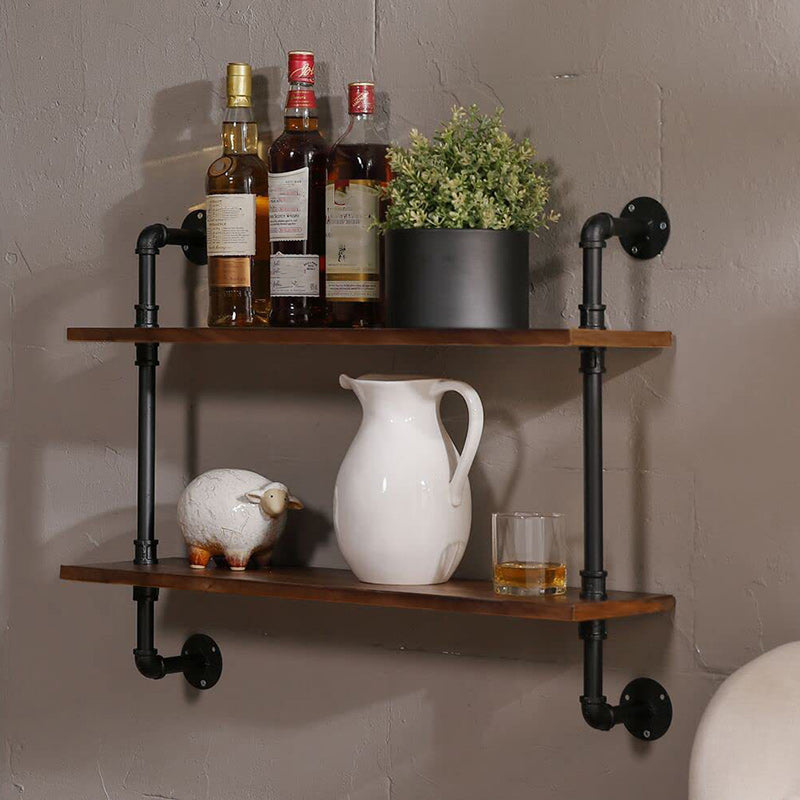 Brown Bookshelf Industrial Style Wall Mounted Bookcase for Home Office Clearhalo 'Bookcases' 'furn' 'furn_bookcases' 'Furniture' 'furniture_bookcases' 'Office Furniture' 4859612