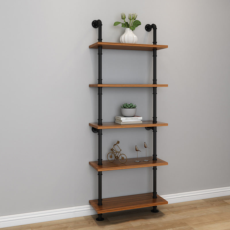 Brown Bookshelf Industrial Style Wall Mounted Bookcase for Home Office 31.5"L x 7.9"W x 59.1"H Clearhalo 'Bookcases' 'furn' 'furn_bookcases' 'Furniture' 'furniture_bookcases' 'Office Furniture' 4859613
