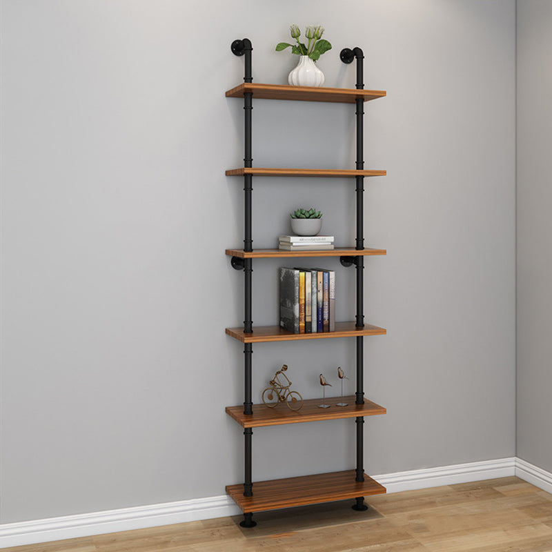 Brown Bookshelf Industrial Style Wall Mounted Bookcase for Home Office 31.5"L x 7.9"W x 70.9"H Clearhalo 'Bookcases' 'furn' 'furn_bookcases' 'Furniture' 'furniture_bookcases' 'Office Furniture' 4859614