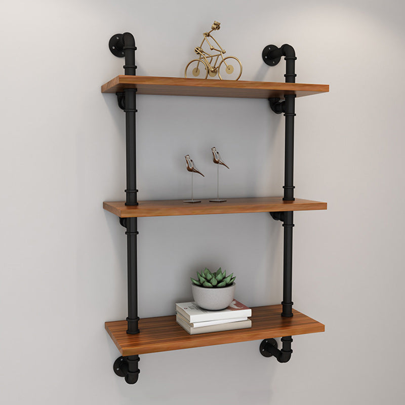 Brown Bookshelf Industrial Style Wall Mounted Bookcase for Home Office 39.4"L x 9.8"W x 39.4"H Clearhalo 'Bookcases' 'furn' 'furn_bookcases' 'Furniture' 'furniture_bookcases' 'Office Furniture' 4859623