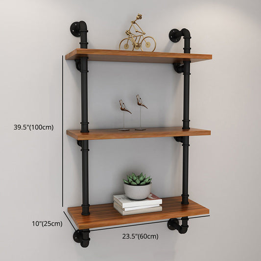 Brown Bookshelf Industrial Style Wall Mounted Bookcase for Home Office Clearhalo 'Bookcases' 'furn' 'furn_bookcases' 'Furniture' 'furniture_bookcases' 'Office Furniture' 4859630