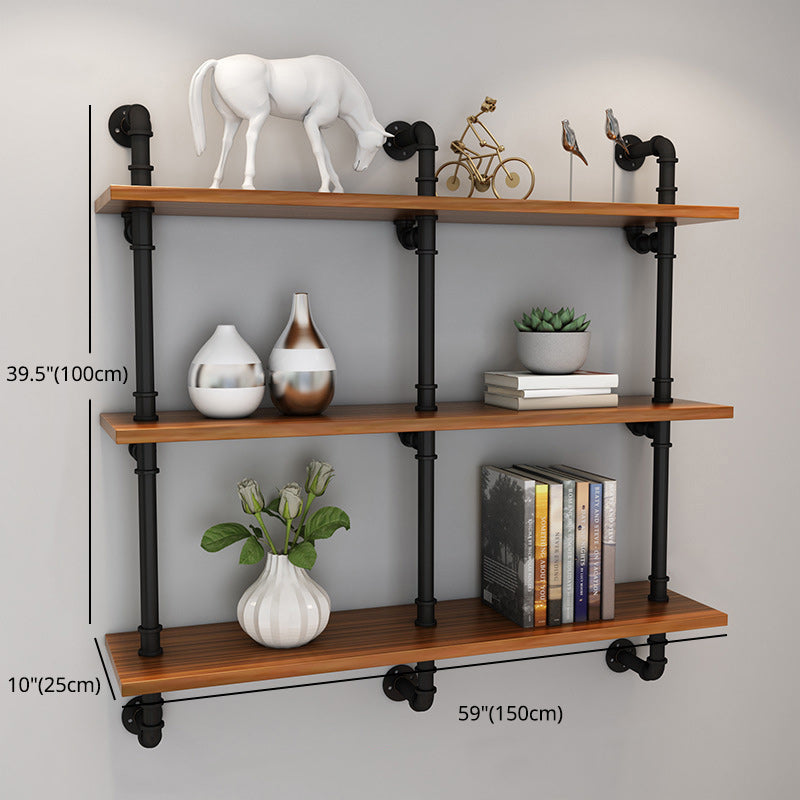 Brown Bookshelf Industrial Style Wall Mounted Bookcase for Home Office Clearhalo 'Bookcases' 'furn' 'furn_bookcases' 'Furniture' 'furniture_bookcases' 'Office Furniture' 4859634