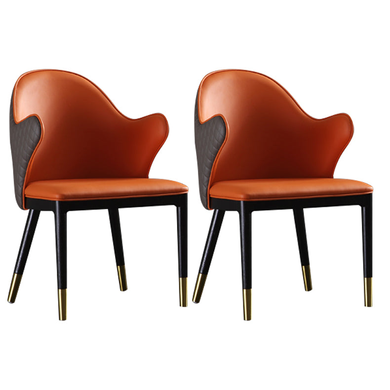 Glam Style Sintered Stone Dining Set 1/2/3/4/5 Pieces Dining Set for Dining Areas 2 Orange Chairs Clearhalo 'Dining Room Sets' 'Dining Tables & Seating' 'dining_room_set' 'furn' 'furn_dining_room_set' 'Furniture' 'furniture_dining_room_set' 'Kitchen & Dining Furniture' 4859640